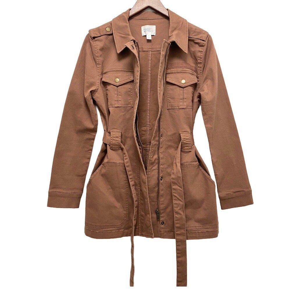 Market & Spruce Bambi Belted Cargo Utility Jacket Mauve Outdoor Casual Size S